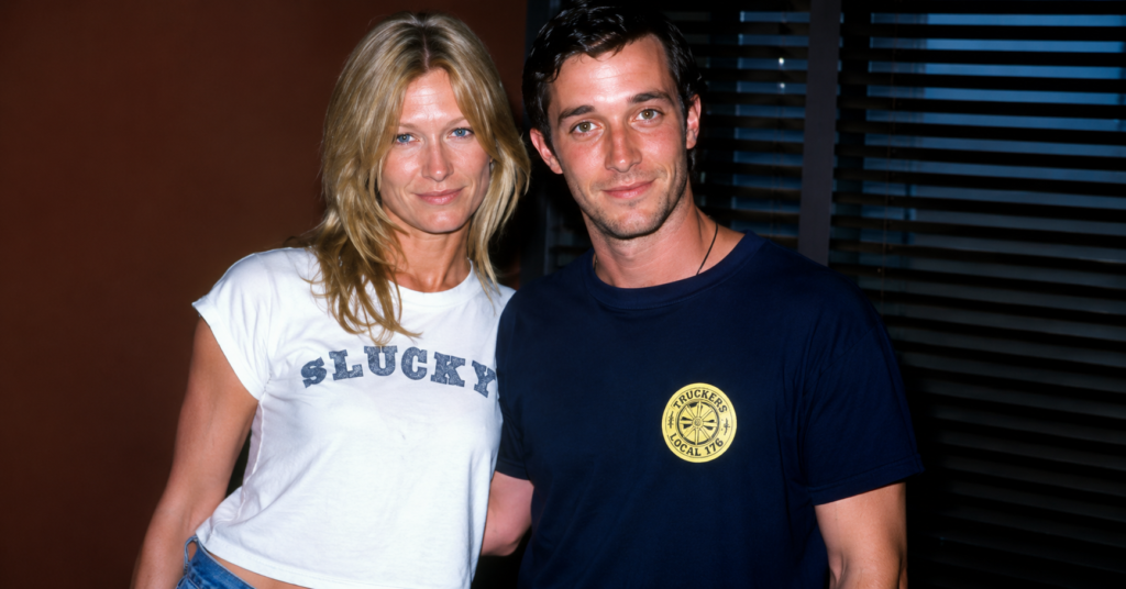 Young Tracy Warbin posing with Noah Wyle in a casual candid photo during the early 2000s Hollywood era.