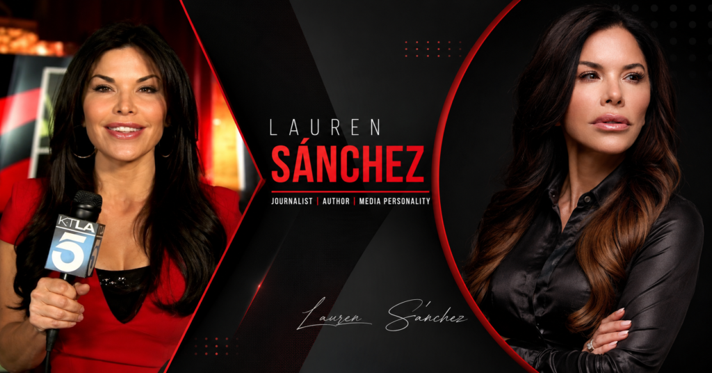 Lauren Sanchez in 1990s-era television reporting and public appearances, showing her early media career compared with her modern professional image.