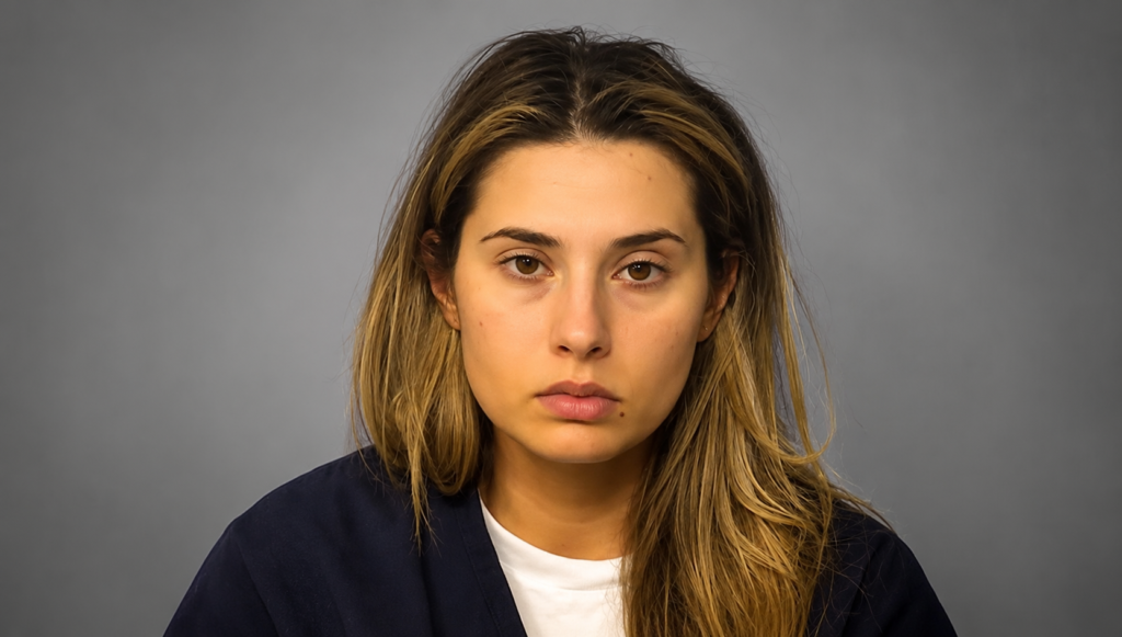 High-resolution portrait of Christina Formella with long light brown hair, wearing a navy outer garment over a white shirt, looking directly at the camera against a clean gray studio-style background.