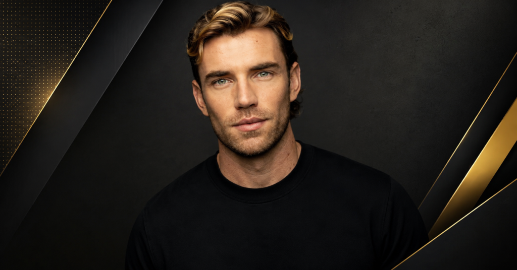 Zane Phillips wearing a black T-shirt in a professional studio portrait with a dark background.